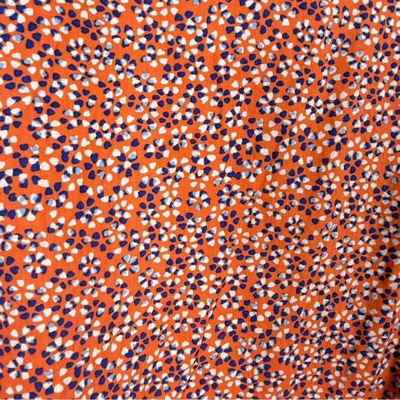 Talbots Top Womens 2X Short Sleeve Floral Blouse Orange Blue White Cotton Casual - Picture 7 of 8